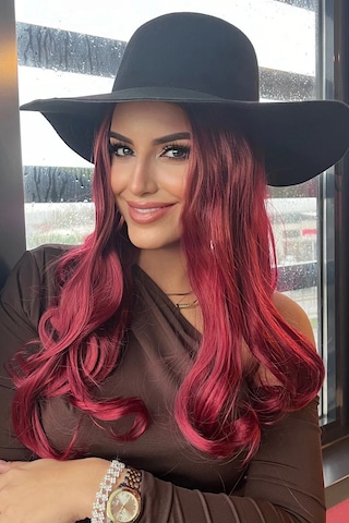 Caş Dekorasyon Isıya Dayanıklı Yarımay Çıt Çıt Saç - 39 - Şarap Kızıl - Dalgalı - 60 Cm - 110 Gr