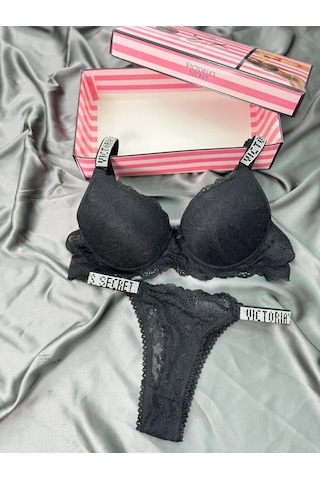 Victoria's Secret Victoria"s Secret Pusch Up Set Alt Üst Dolgulu Sütyen Ve Külot Takım 2"li Set Siyah