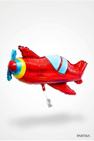 Kırmızı Uçak Folyo Balon 94x50 Cm Uçak Temalı Çocuk Doğum Günü Parti Süsü Çok Renkli