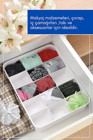 Grimorlife 15 Bölmeli Çekmece Içi Düzenleyici Organizer Beyaz Renk Diğer