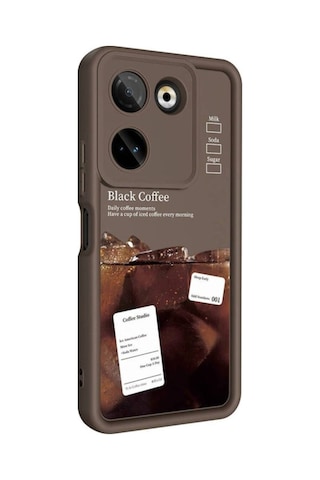 Tecno Camon 20 Pro 4g Kılıf Kamera Korumalı Baskılı Arka Yüzey Zore Klas Kapak Koyu Kahve