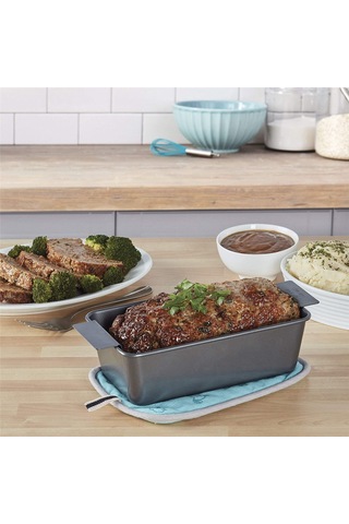 Xurunkeji 12 İnç Chicago Metalik Profesyonel Sağlıklı Köfte Tavası Yapışmaz Barbekü Tepsisi Dikdörtgen Köfte Tavası Ek Raflı Koyu Gri