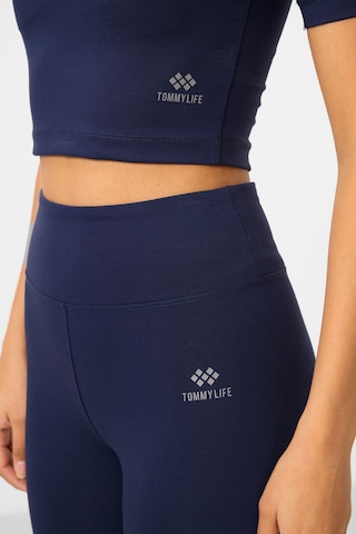 Tommylife Tommy Life Yüksek Bel Kapri-Crop T-shirt Slim Fit Kadın Tayt Takım - İndigo 95285 İndigo