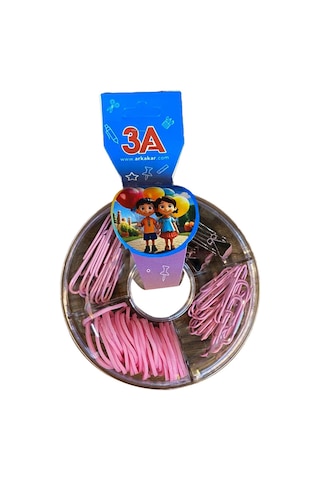 3a Yuvarlak Bölmeli Kutulu Ataş Seti Pembe