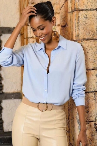 Dokuma Viskon Kumaş Efsane Gömlek Buz Mavisi