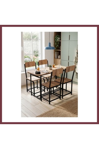 Storeşahin Minör Mutfak Masası Takımı Suntalam Kahverengi - 4 Sandalyeli Shn0720