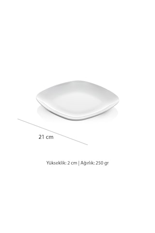 Alezy 594 Göreme Melamin Termostar Kare Servis Tabak 21 Cm Beyaz