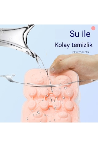 4'lü Ayıcıklı Silikon Buz Kalıbı Ev & Kafe İçin Sarı