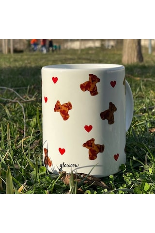 Ayıcık Teddy Bear Baskılı Kupa Bardak Seramik Kupa, Sevgili Için Hediye Beyaz