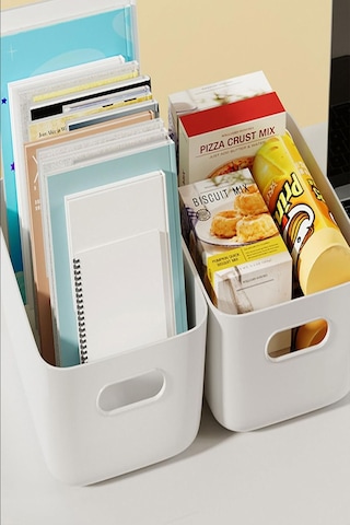 2 Adet Beyaz 3.5 Litre Basic Dolap Içi, Buzdolabı Düzenleyici, Banyo Organizer Sepet Beyaz