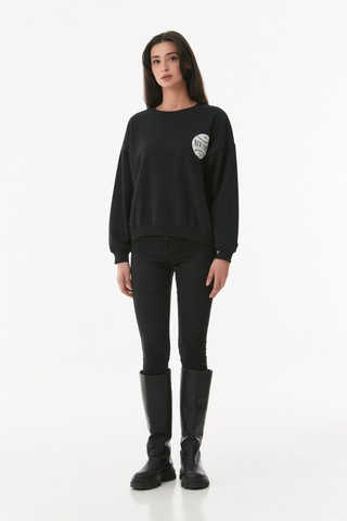 Fullamoda New York Baskılı Sweatshirt- Siyah 24KGB890196758-Siyah