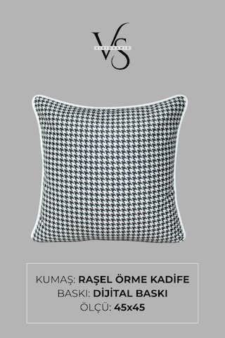 Kırlent Kılıfı Desenli 45x45 Raşel Örme Kadife Çift Taraflı Dijital Baskı Beyaz Biyeli 03 Çok Renkli