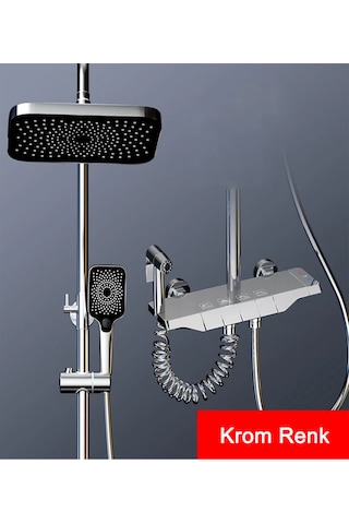 Aquashower Gri Piyano Banyo Batarya Robot Tepe Yağmurlama Duş Seti Yeni Nesil Duş Takımı Garantili Gri