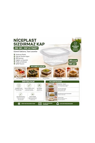 Niceplast Sızdırmaz Kap 250 Gr 100'lü Paket