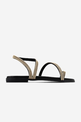 Valmenti Kadın Hakiki Deri Black/gold Düz Sandalet 1141 740 Bn Sndlt Y26 Black/gold Siyah - Altın