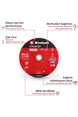 Einhell 3'lü İnce Metal Kesme Diski Seti, Ø 230 mm - 49711523