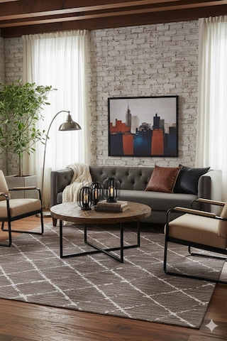 Saçaklı Salon Halısı Bej Kahve Heriz Desenli Vintage Fch3001 Kahverengi