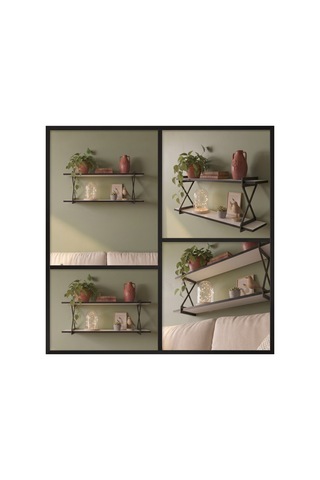 2'li Dekoratif Duvar Rafı Modern Tasarım, Kolay Montaj, 90x20 Cm - Beyaz - 917680274 Beyaz