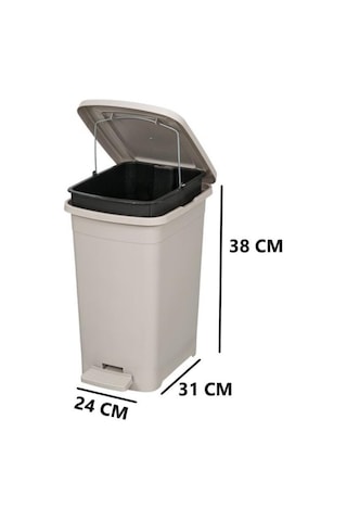 Omnipazar Elf-i343 Slim Pedallı Plastik Çöp Kovası İç Kovalı 15 Lt Gri