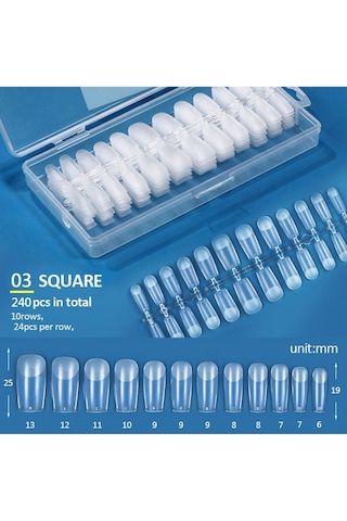 240 Parça Şeffaf Ultra Ince Dayanıklı Tips 03square