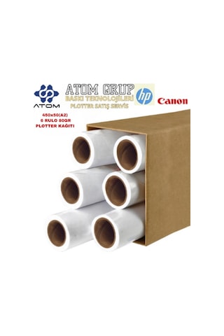 Atom Plotter Kağıdı 450mmX50mt (A2) 1 Koli 6 Rulo 80 G Atom Plotter Kağıdı 450mmX50mt (A2) 1 Koli 6 Rulo 80 G