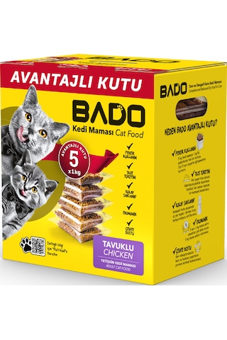 Bado Yetişkin Kedi Maması Tavuklu 5x1kg