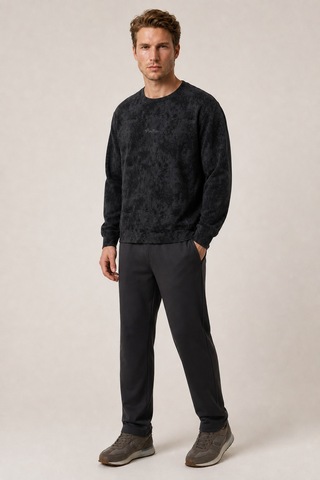 Redline Allon Desenli Kışlık Yeni Sezon Erkek Regular Fit Sweatshirt Beyaz SIYAH