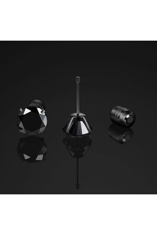 Siyah Crystal Döner Kilit Küpe - 1 Adet Siyah