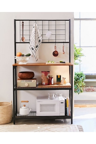 Weblonya Mutfak Bangosu Raf Bar Masası Çok Amaçlı Masa Siyah 5159