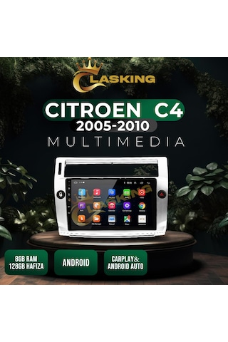 Cıtroen C4 2005-2010 Gri 8 Gb Ram 128gb Hafıza Androıd Multımedıa