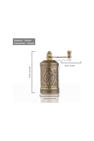 Antik Zamak Karabiber El Değirmeni Öğütücü Grinder 8 Cm Kahverengi