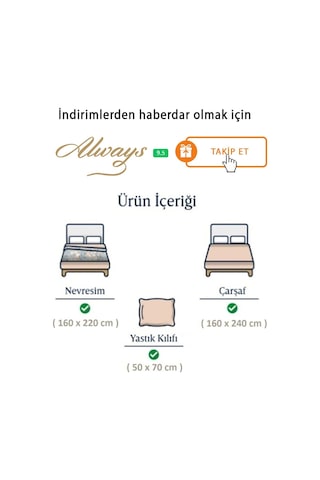 Always Ranforce Kare Tek Kişilik Nevresim Takımı