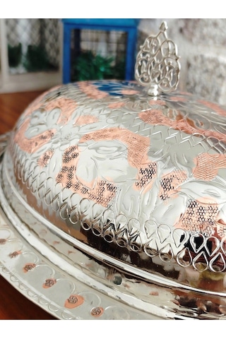 Modabakir Bakır Işlemeli Kapaklı Iskender Tabak 25 Cm