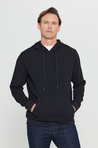 Ac&Co / Altınyıldız Classics Erkek Sıyah Standart Fit Normal Kesim Kapüşonlu Ottoman Desenli Cepli Sweatshirt Sıyah Siyah