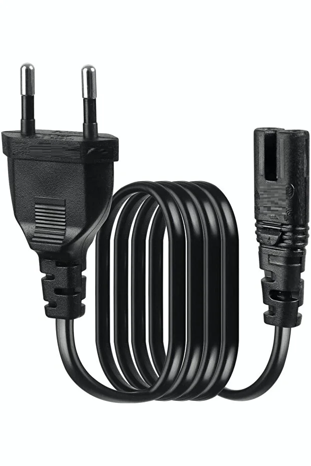 3 Metre Teyp Işıldak Fişi C7 Power Güç Kablosu 3m 2x0.75 Enerji Kablosu 2 Pinli Power Cord Pvc Siyah