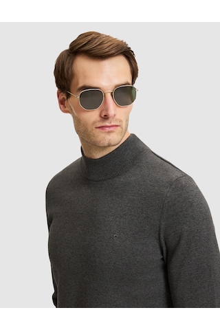 Pierre Cardin Koyu Gri Melanj Slim Fit Basic Kazak 50331459-vr128
