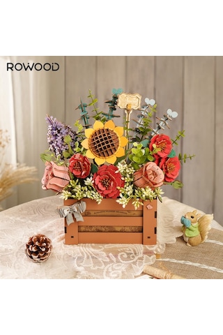 Rowood Tw02h Çiçek Kutusu Wooden Bloom Box Dıy Minyatür Maket Model Seti Ahşap 3d Wooden Puzzle 3d Model Kit Detaylı Dekoratif Hobi Seti Ahşap Maket
