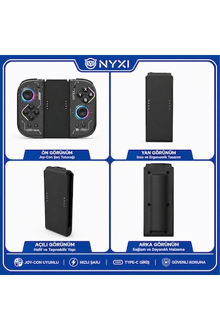 Nyxı Hyperion 2 Charging Grip Joy-con Şarj Aparatı, Type-c Hızlı Şarj, Koruyucu Kılıf Uyumlu Kol Dahil Değildir