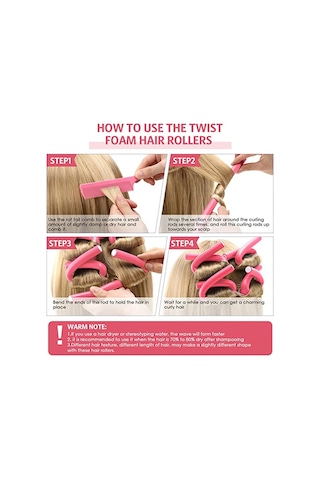 Samdoo Esnek Otomatik Kilitleme Spiral Spülen Saç Seti - Pembe: 40 Adet Saç Bücük + 2 Adet Çelik Iğne Tarak + 2 Adet Saç Klipsi