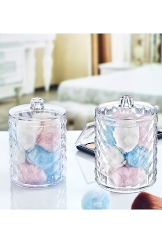 2 Adet Diamond Kapaklı Silindir Fırçalık Şeffaf
