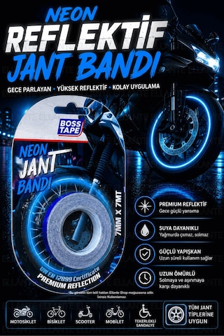 Neon Reflektif Jant Bandı 7 Mm X 7 Metre Motosiklet Bisiklet Scooter Jant Şeridi Gece Parlayan Güçlü