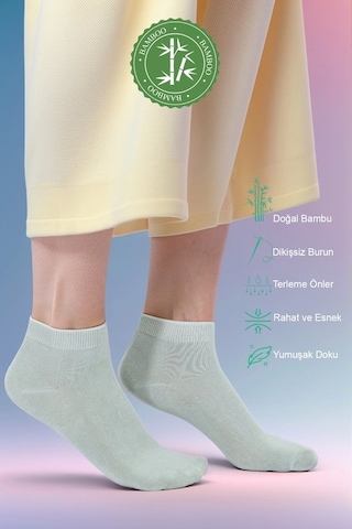 Meine Liebe Dikişsiz Bambu Kısa Çorap Mint Mint Mint Yeşili