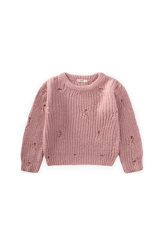 Cigit Selanik Triko Kazak 2-8 Yaş Pudra Pembe Pudra Pembe Pudra