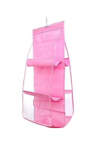 Pembe 6 Cep Asılı Çanta Şeffaf Saklama Çantası Temizle Ev Organizatör Dolap Dolap Muhtelif Ayakkabı Çantası Askı Kılıfı İle