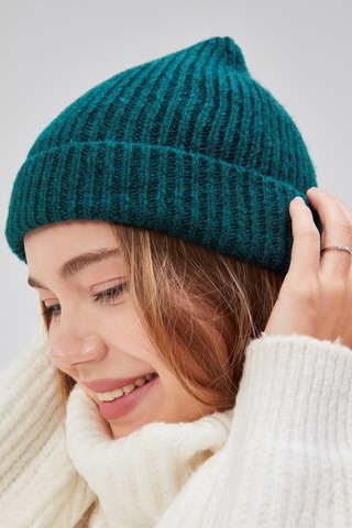 Derikem Basic Şık Standart Lüks Unisex Tiftik Bere Petrol Yeşili
