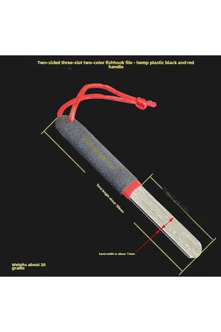 Yuntech01 Diamantlı İki Yönlü Balık İğnesi Kesici - Siyah-kırmızı Kollü, Uzun Ömürlü, Çift Taraflı Zımpara Taşı 8029 Markasız