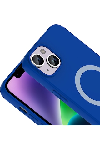 Maks Technology iPhone Uyumlu 13 Kılıf M-safe Şarj Özellikli Mkst Aris Silikon Kapak - Saks Mavi