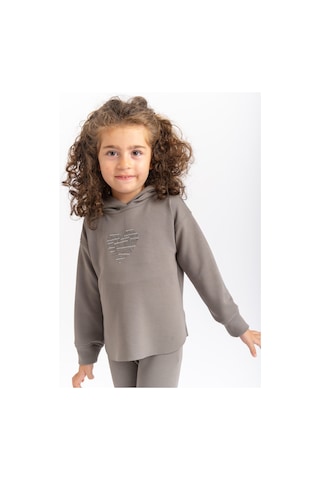 Oliventhekid İspanyol Paça Kapüşonlu Modal Kız Çocuk Takım Gri Gri