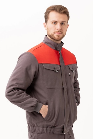 Kışlık İş Mont Grituruncu Kapitone Astarlı Avensis Astar Rüzgar Geçirmez Montu Kıyafeti Gri-Kırmızı