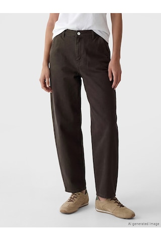 Lcwaıkıkı Classic Kahverengi Yüksek Bel Barrel Fit Kadın Jean Pantolon